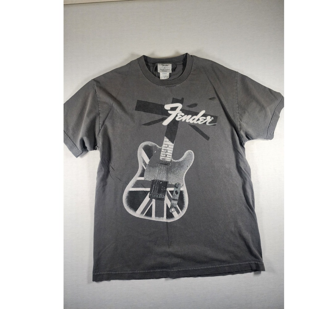 Fender The Rock & Roll Lifestyle Men L Union Jack Guitar Graphic T-Shirt Trashed